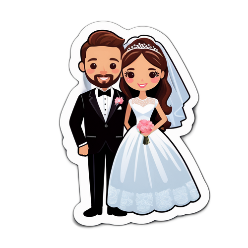 מדבקת חתונה מצוירת