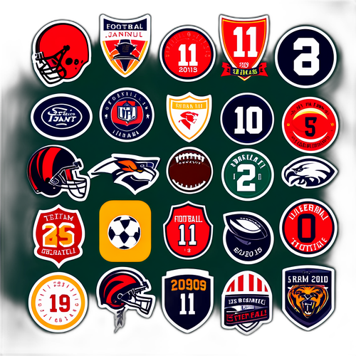 สติกเกอร์วันที่สำคัญฟุตบอลพร้อมชื่อทีมและกราฟิกฟุตบอล