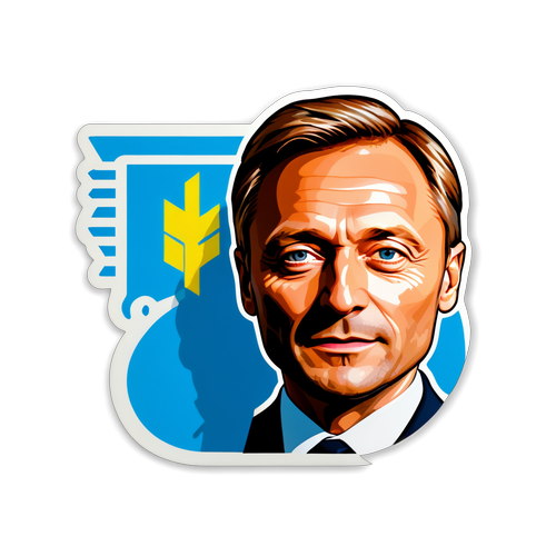 Sticker mit dem Porträt von Christian Lindner im modernen, minimalistischen Design