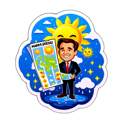 Mark Kriski Caricature Weather Map Sticker