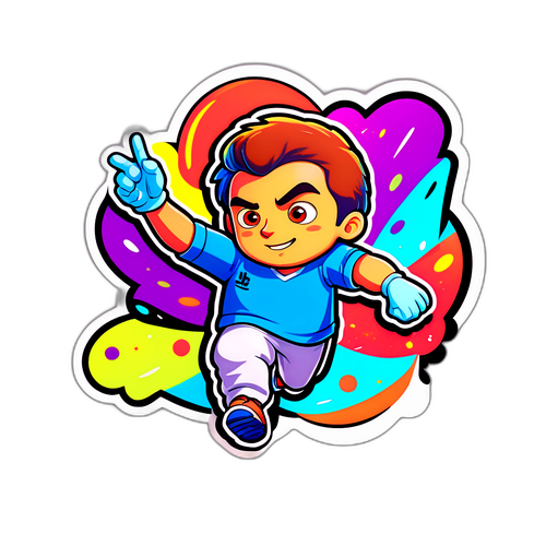 Autocollant artistique de Peter Luccin en train de faire une passe