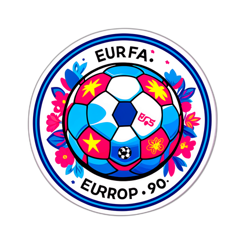 Živý nálepka fotbalového míče s brandingem UEFA Women's Euro 2025