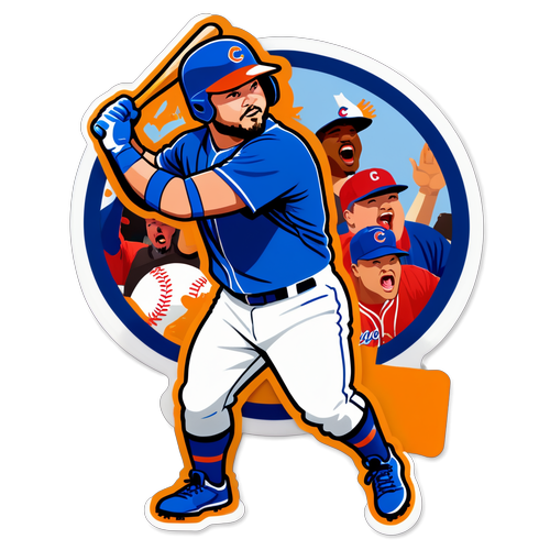 Fun Sticker of Kyle Schwarber Hitting a Home Run