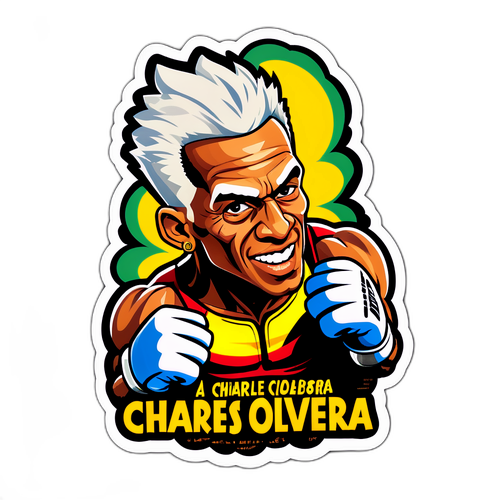 A stiliserad bild av Charles Oliveira i aktion med utmanande slogan