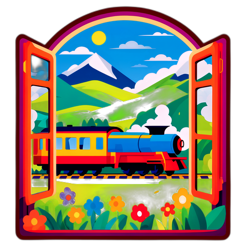 Veselý vlak v malebné krajině