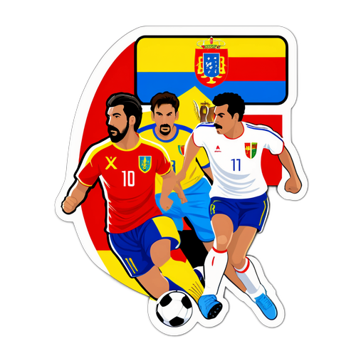 Autocolant handbal cu steagurile României și Portugaliei