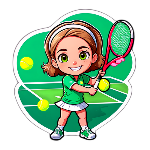 Schattige cartoon van Elise Mertens met een tennisracket