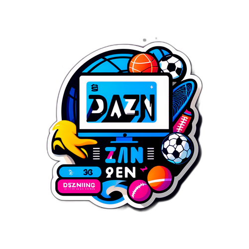 Moderní samolepka pro DAZN se sportovními prvky