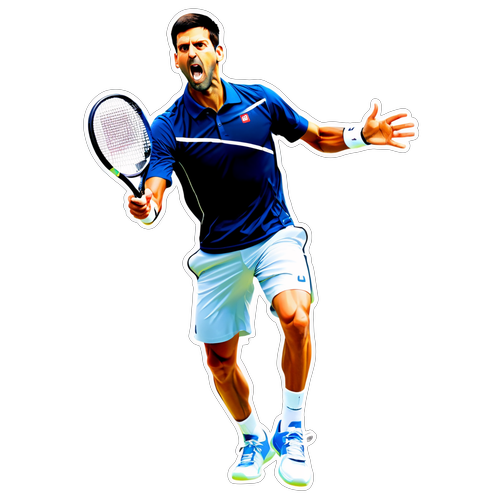 Onweerstaanbaar! Novak Djokovic in Actie – De Ultieme Sticker voor Tennisfans!