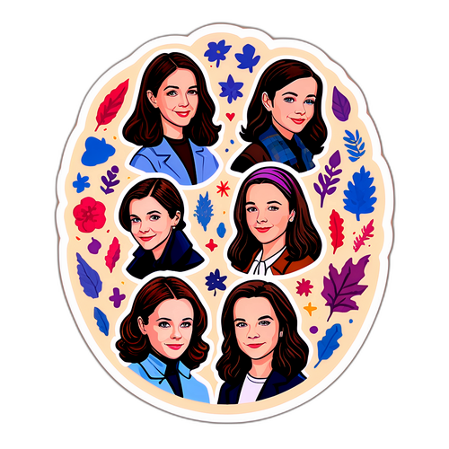Návrh samolepky s postavami ze seriálu Gilmore Girls