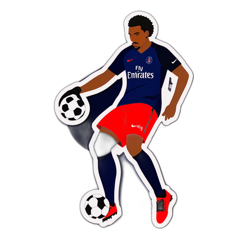Sticker cầu thủ PSG thực hiện kỹ thuật bóng đá