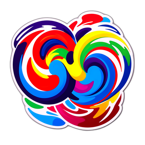 סטיקר אמנותי עם עיצוב מופשט