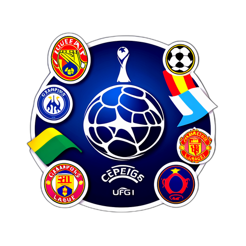 Sticker lịch C1 với logo UEFA Champions League và biểu tượng các đội bóng tham gia