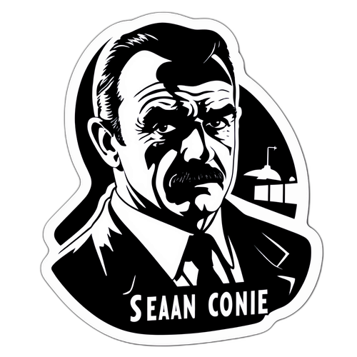 Sticker im Film Noir-Stil mit mysteriösem Schatten