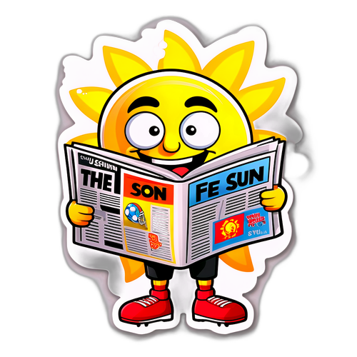 Humoristisk klistremerke med fotballkarakter