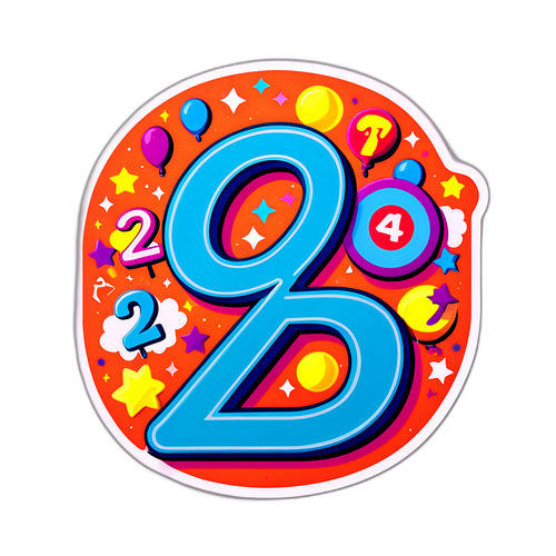 Sticker phong cách retro của số 24