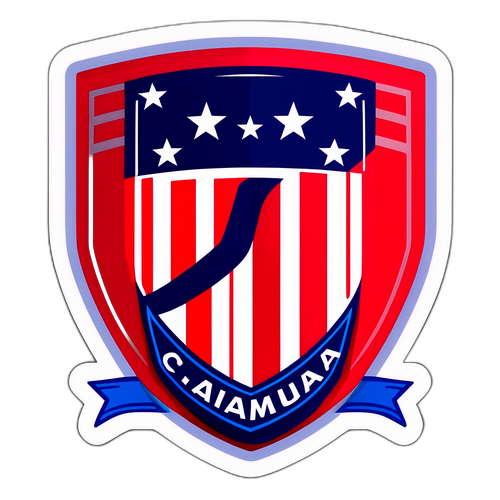 Un adesiv cu sigla echipei Atletico de Madrid