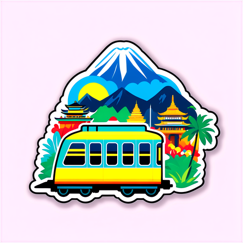 Stiker Kereta KAI Ceria dengan Landmark Wisata Indonesia