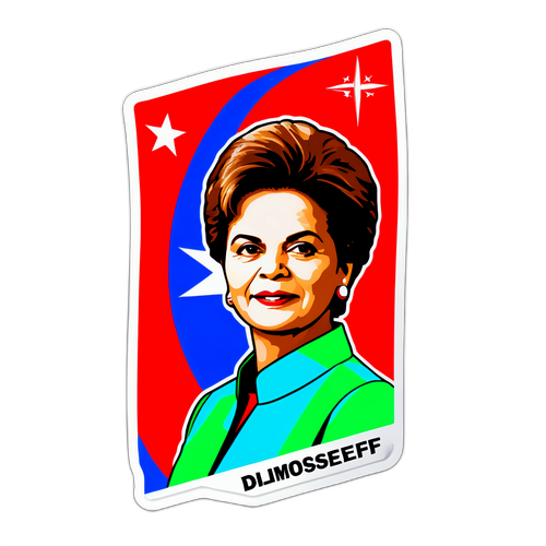 Adesivo de Dilma Rousseff em Pôster Mini, Destacando Sua Trajetória Política