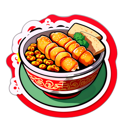 Przyklejka z ilustrowanym chińskim jedzeniem w stylu anime