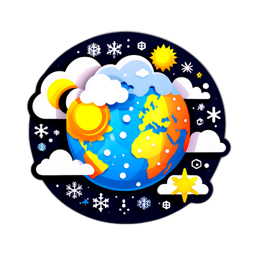 Planeta ng Lupa na Napapaligiran ng mga Icon ng Panahon