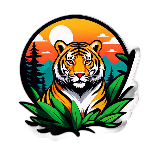 Vild tiger i naturskønne omgivelser