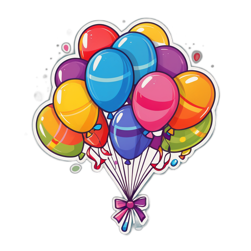 Vappu Pimiä iloisesti, koristeltu ilmapalloilla ja serpentiinillä