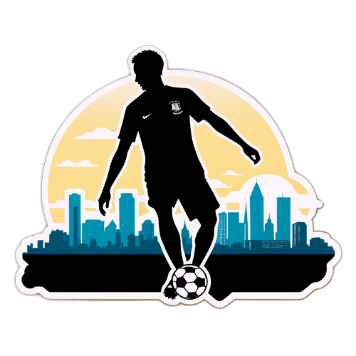 Minimalist Silhouette av Darren Fletcher med Fotball og Manchester Skyline