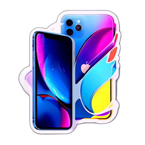 Изображение нового iPhone 17e на фоне современных технологий и цифрового потока