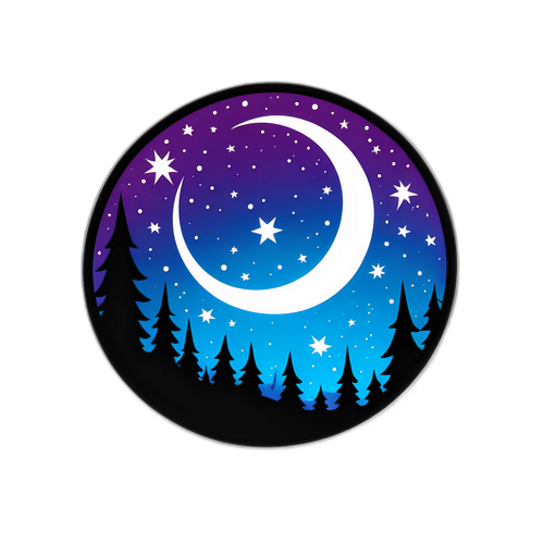 Diseño de luna brillante con fondo estrellado
