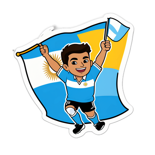 Rodrigo de Paul Celebrando com a Bandeira da Argentina