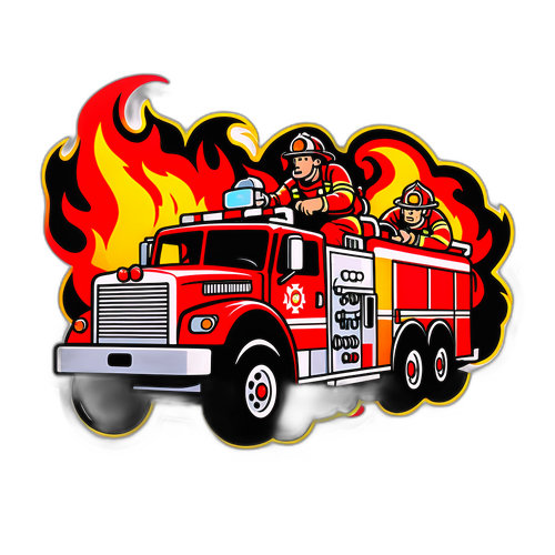 Camion dei pompieri che corre tra le fiamme