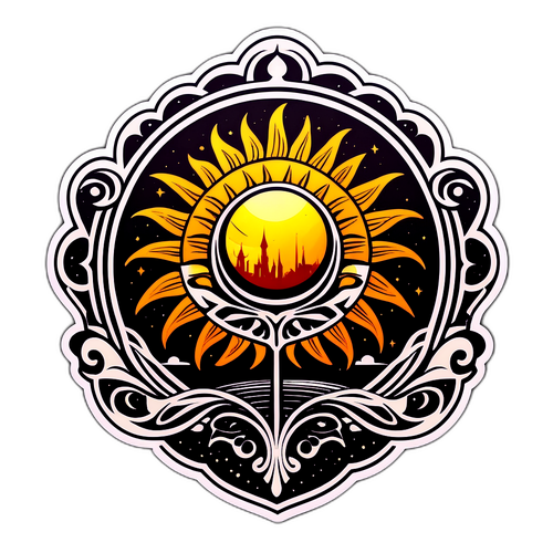 Логотип Tomorrowland у стилі готичного мистецтва з обернутим сонцем