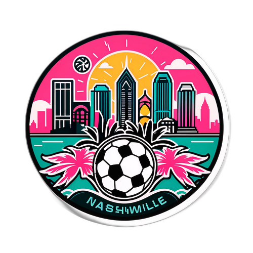 Design de sticker cu orizontul emblematic din Nashville și elemente Inter Miami