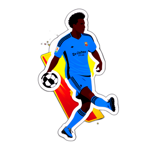 Sticker cu silueta unui jucător de fotbal în acțiune