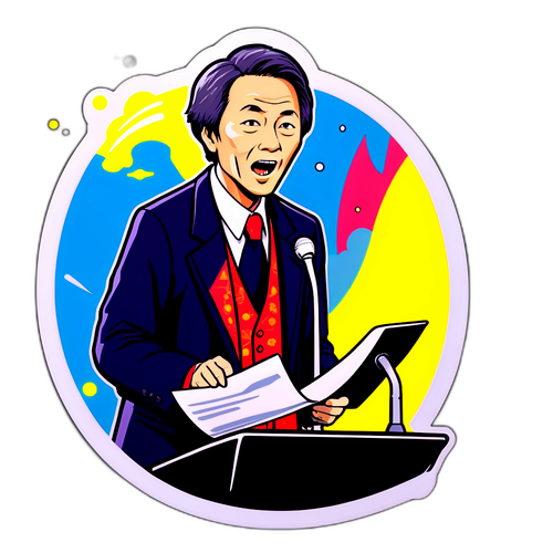 盛り上がりのある演説をする杉村太蔵のデザイン
