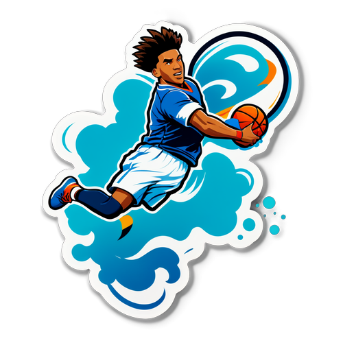 Salto de Pasión: Sticker de Baloncesto en Acción