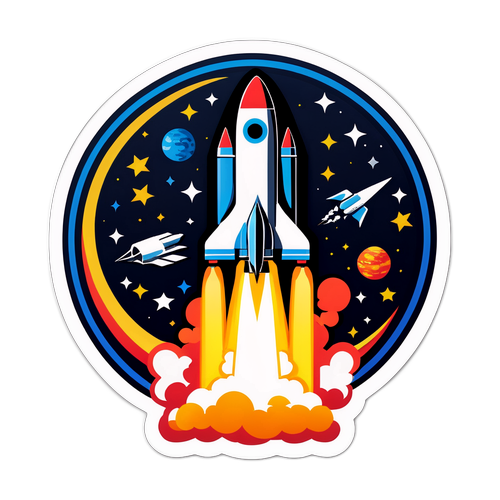 Дизайн наклейки ракета Каллібер на фоні звичайного космосу