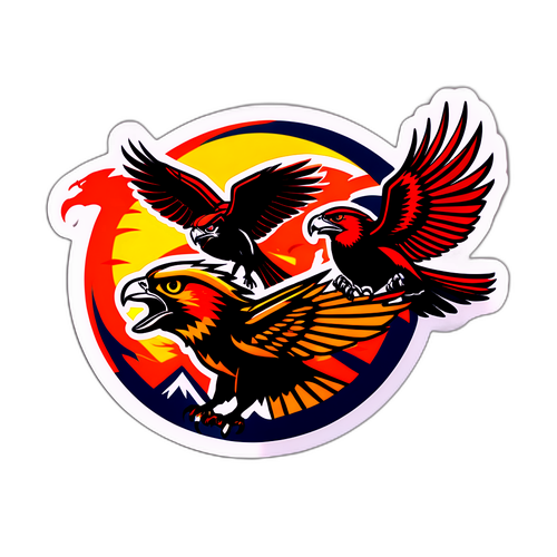 Dynamic Hawk and Raptor Action Sticker