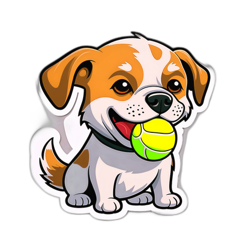 Schattige cartoon van een hond met een tennisbal