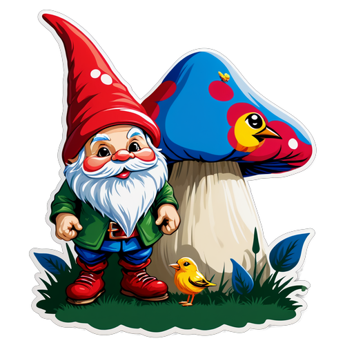 Scopri il Magico Mondo degli Gnomi: Il Simpatico Gnome da Giardino che Ti Sorride! Un Funghi e Uccellini Incantevoli!