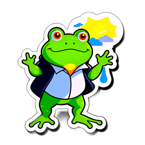 Wetterbericht Aufkleber mit fröhlichem Wetterfrosch