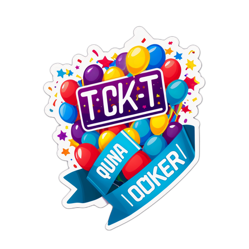 Adesivo Representando o Bilhete Vencedor da Quina 6876 em uma Festa de Celebração