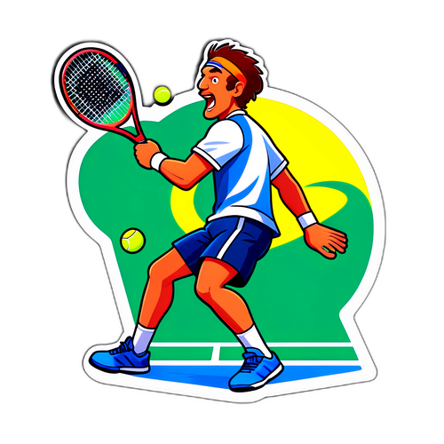 टेनिस कोर्ट का रंगीन और एनिमेटेड स्टिकर