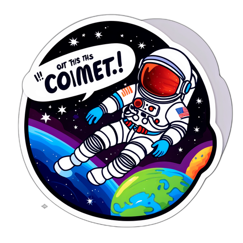 अंतरिक्ष यात्री का कॉमिकल स्टिकर