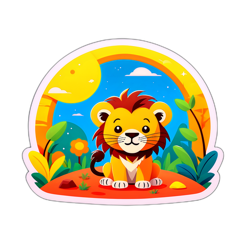 可爱的小狮子与温馨的动物园场景