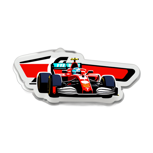 Σχεδίαση αυτοκόλλητου με το λογότυπο F1 TV και ένα αγωνιστικό αυτοκίνητο σε ταχύτητα