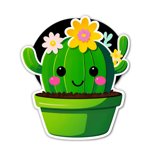 Cute Happy Cactus Sticker