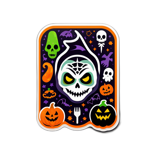 Nálepka s prvky z Halloweenových filmů