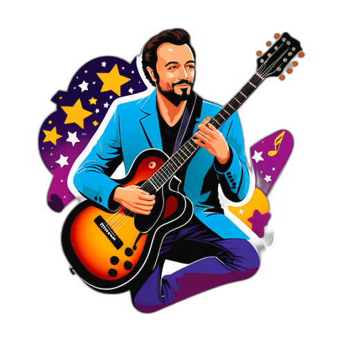 Design de Jeremy Frerot avec sa guitare